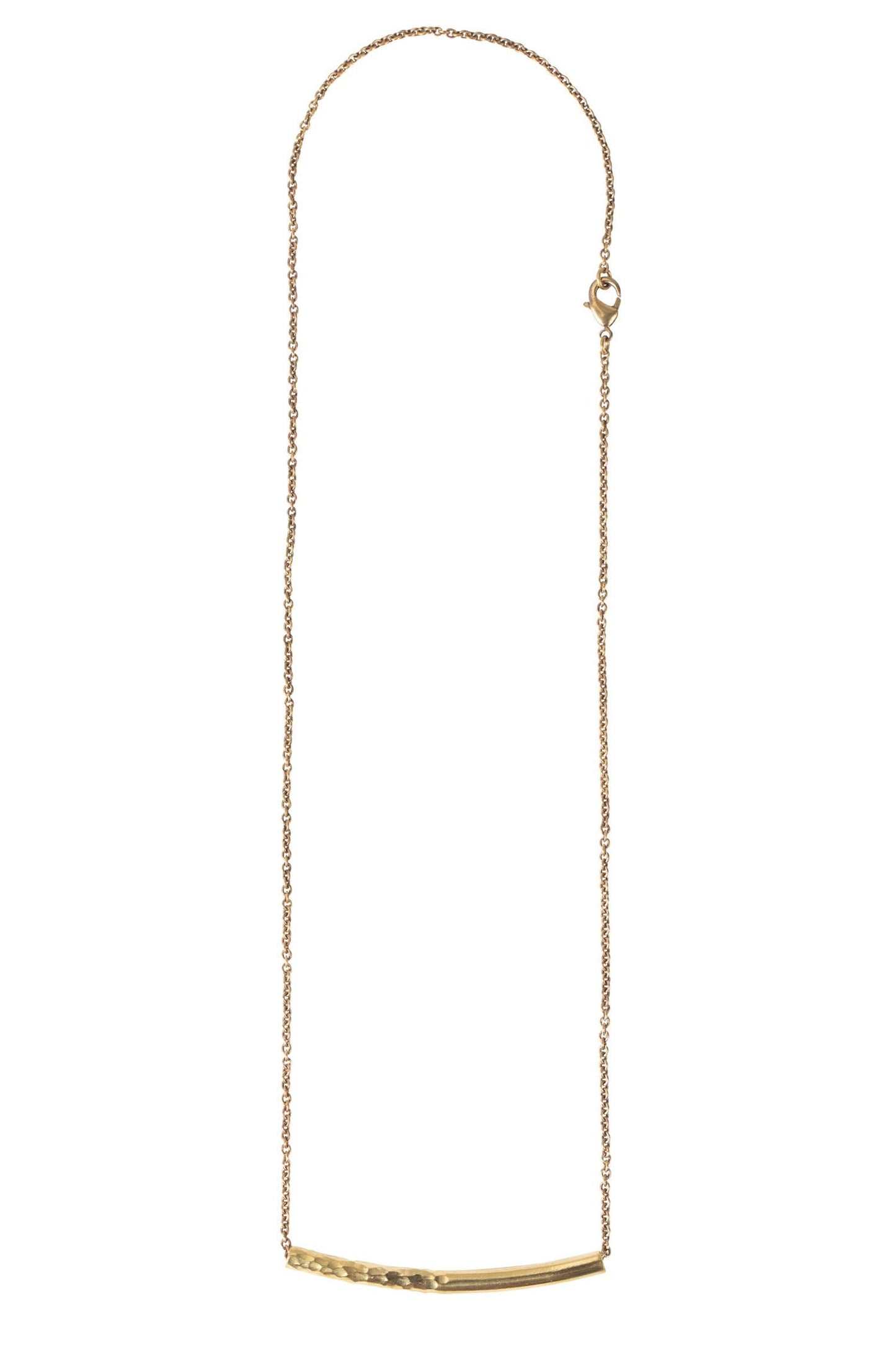 Necklace half hammered tube fine chain 21L brass
