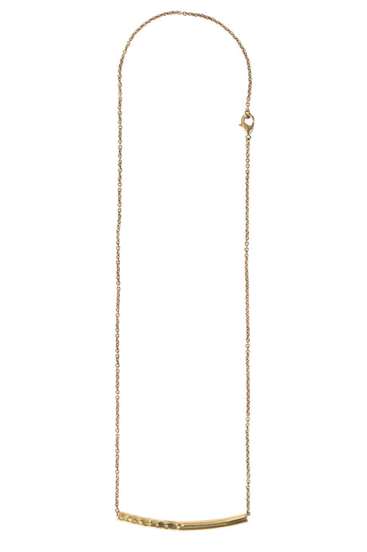 Necklace half hammered tube fine chain 21L brass