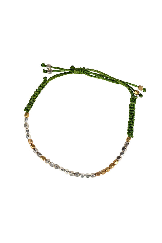 Bracelet ADVOCATE Morse code w/card grn/silv/cppr