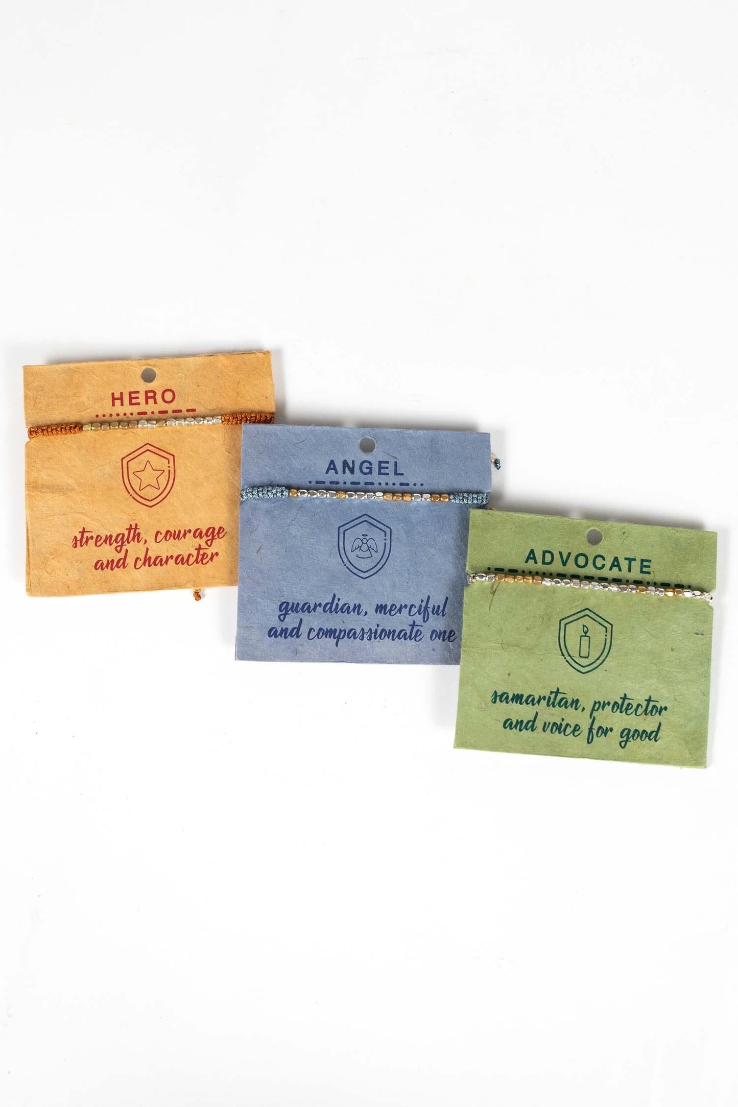Bracelet ADVOCATE Morse code w/card grn/silv/cppr