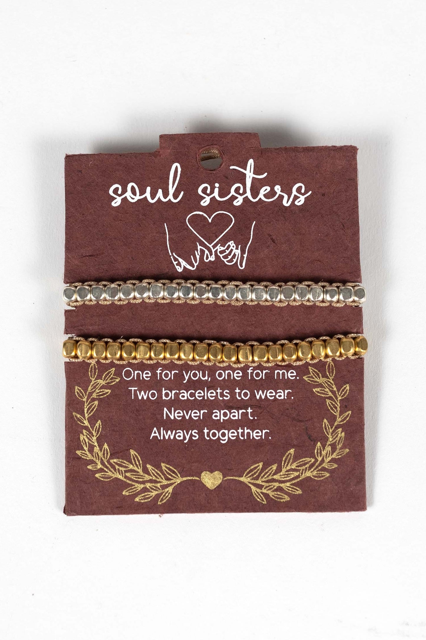Bracelets SOUL SISTERS set/2 mtl/nylon silv/gld