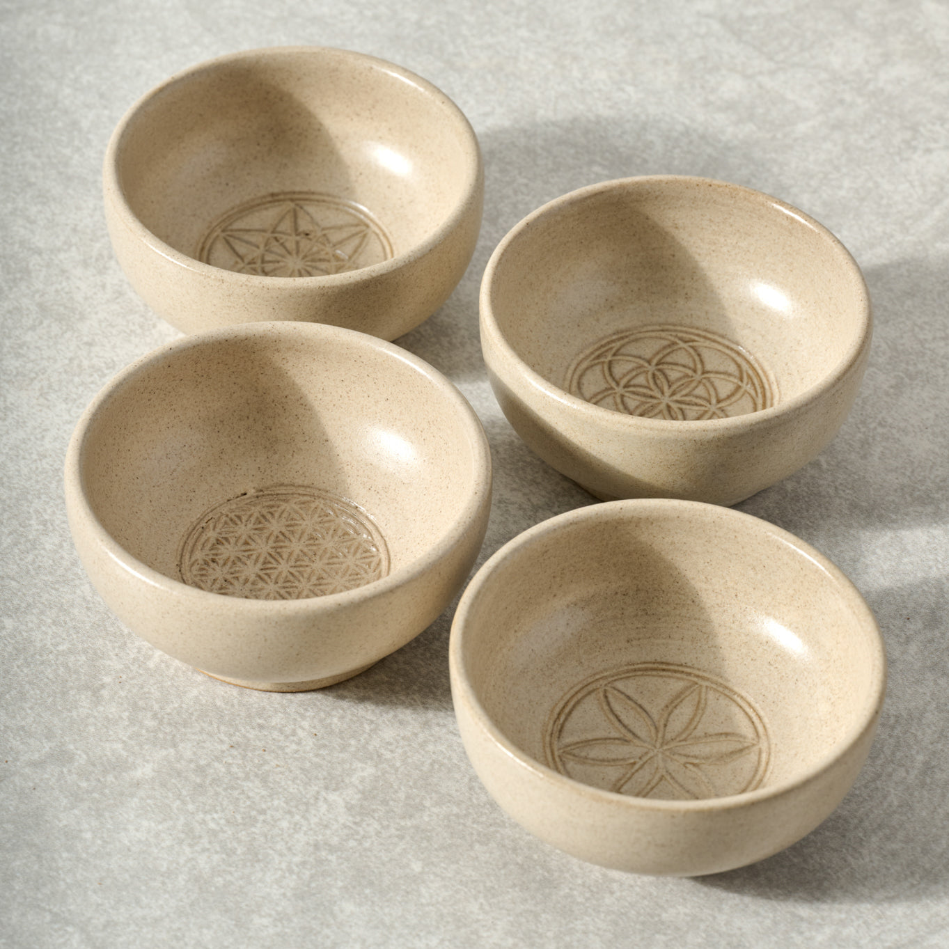 Bowl dipping flower of life M/2 ceramic 3.5D tan