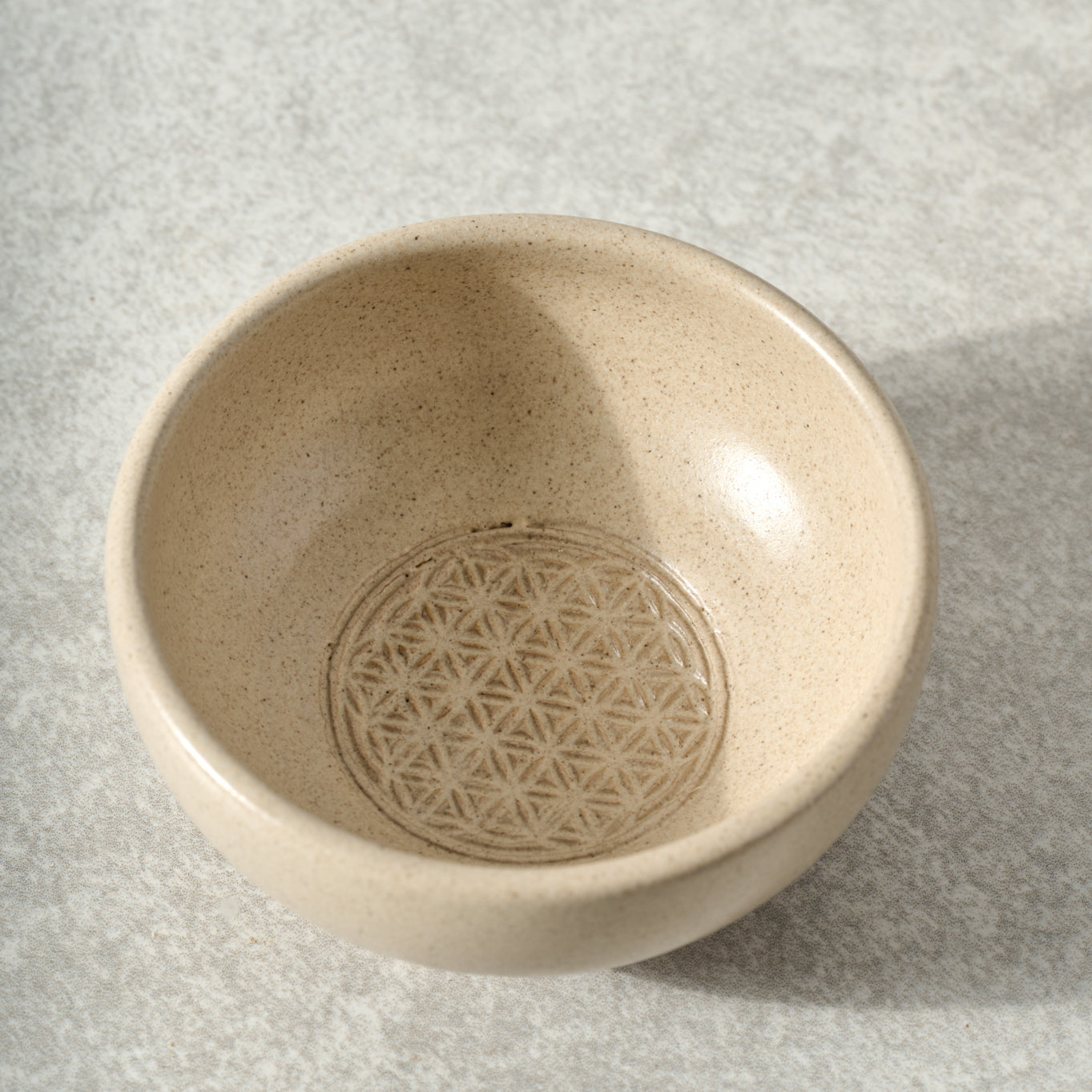 Bowl dipping flower of life M/2 ceramic 3.5D tan