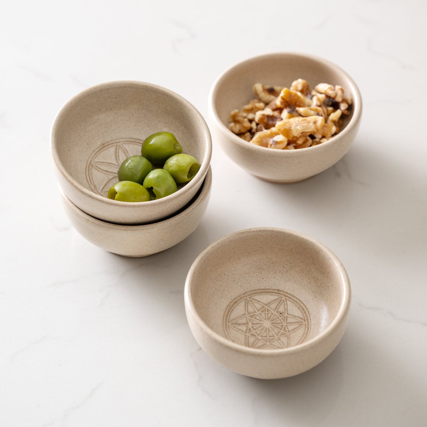 Bowl dipping seed of life M/2 ceramic 3.5D tan