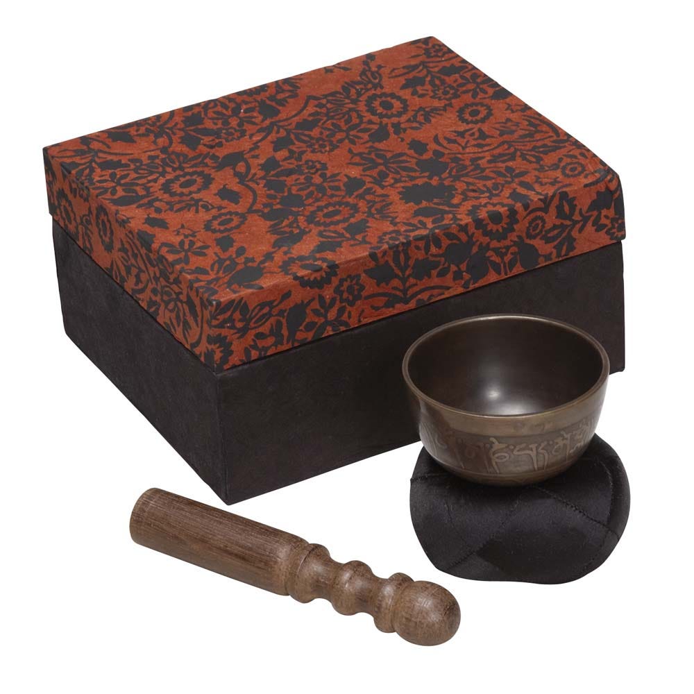 Singing bowl mini w/box/pillow blk/rust