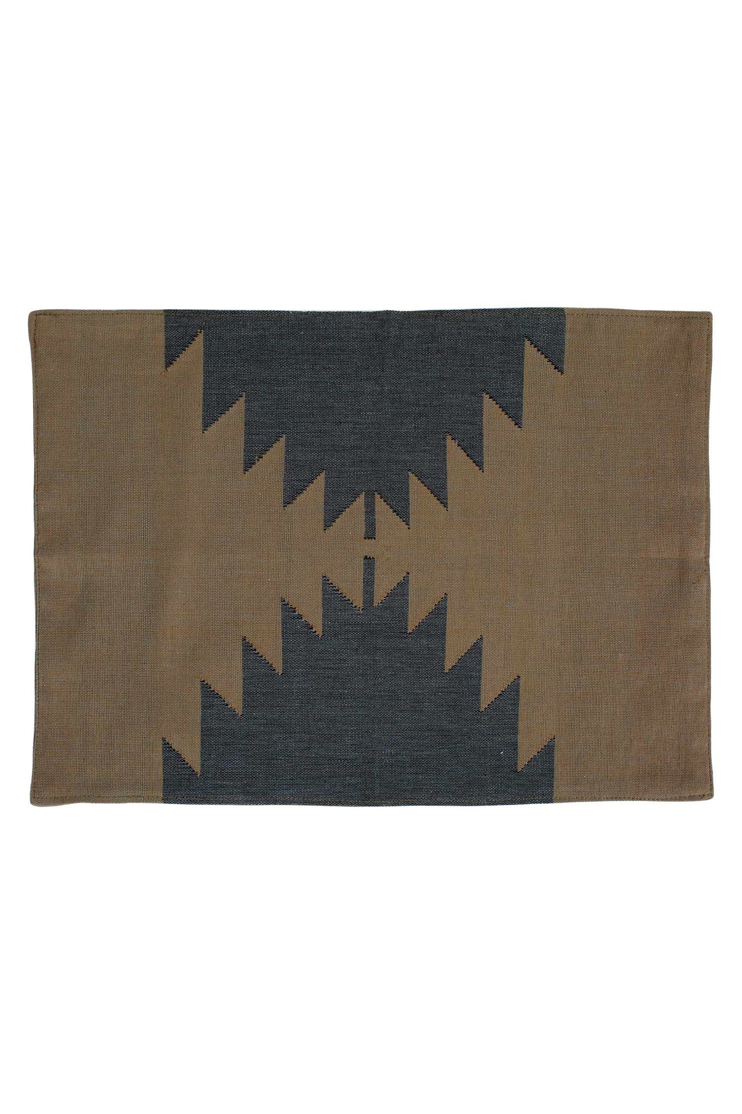 Placemat zig-zag M/2 Dhaka cttn 12x17 dk teal/olv