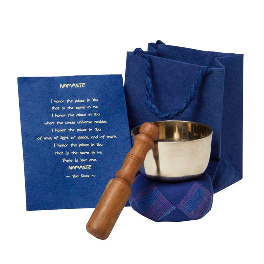 Singing bowl w/bag/pillow blu/brn