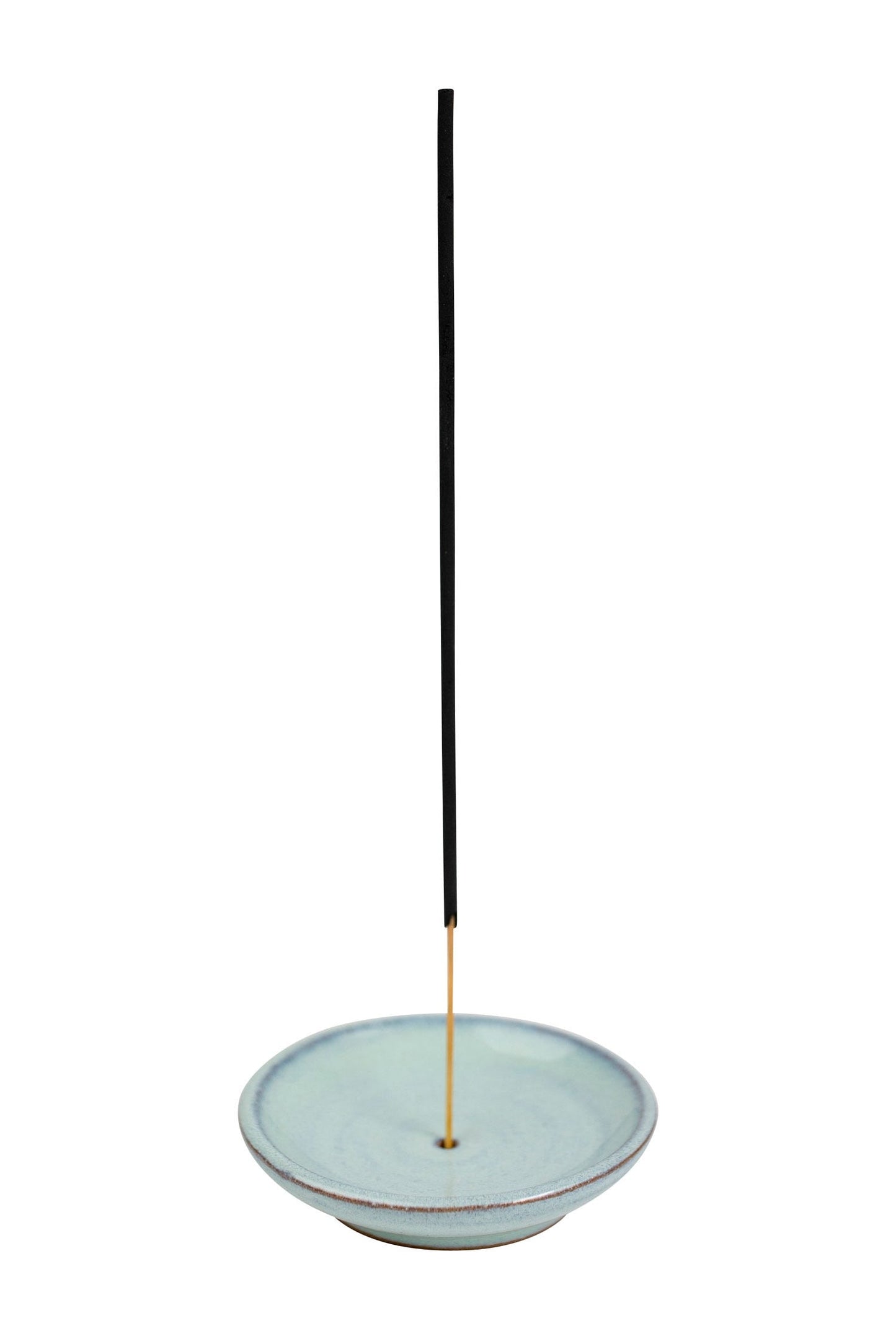 Incense holder dish M/5 stoneware clay 3D pale grn