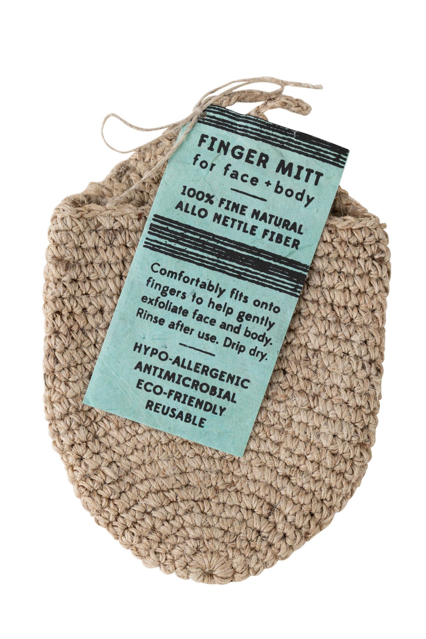 Mitt exfoliating M/3 crochet allo nettle 4L tan