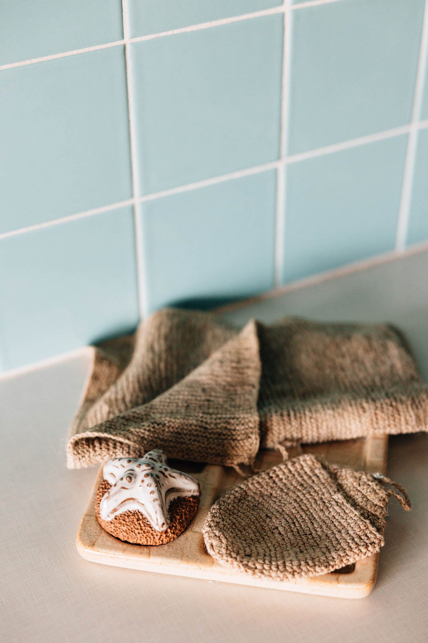 Foot scrubber starfish M/3 2.5D brown/cream