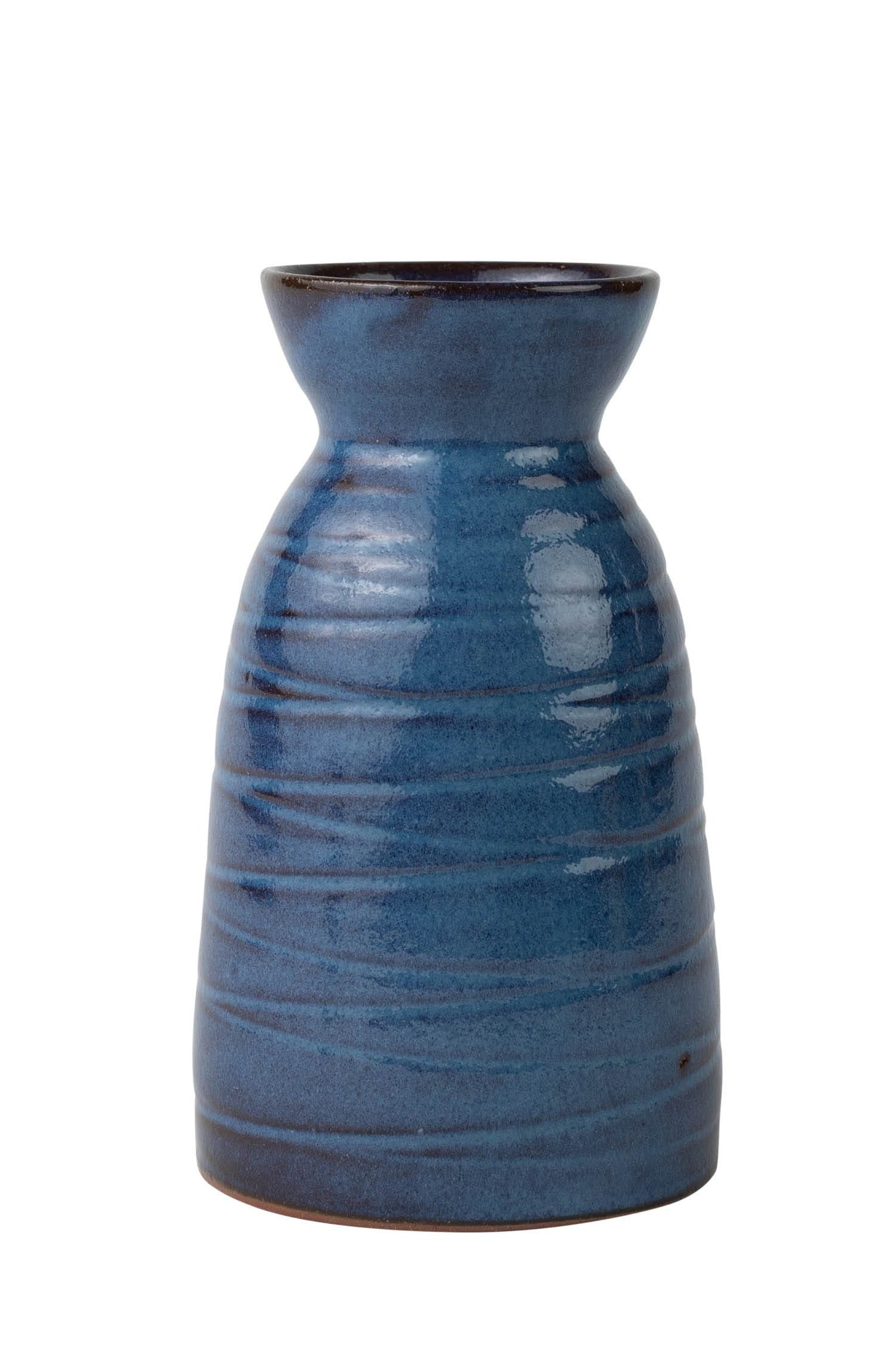 Carafe sake scored 10oz ceramic 3Dx6H blue/brown
