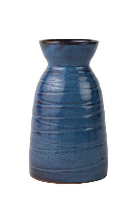 Carafe sake scored 10oz ceramic 3Dx6H blue/brown