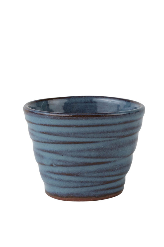 Cup sake scored M/2 1.5oz cer 2.25Dx1.75H blu/brn