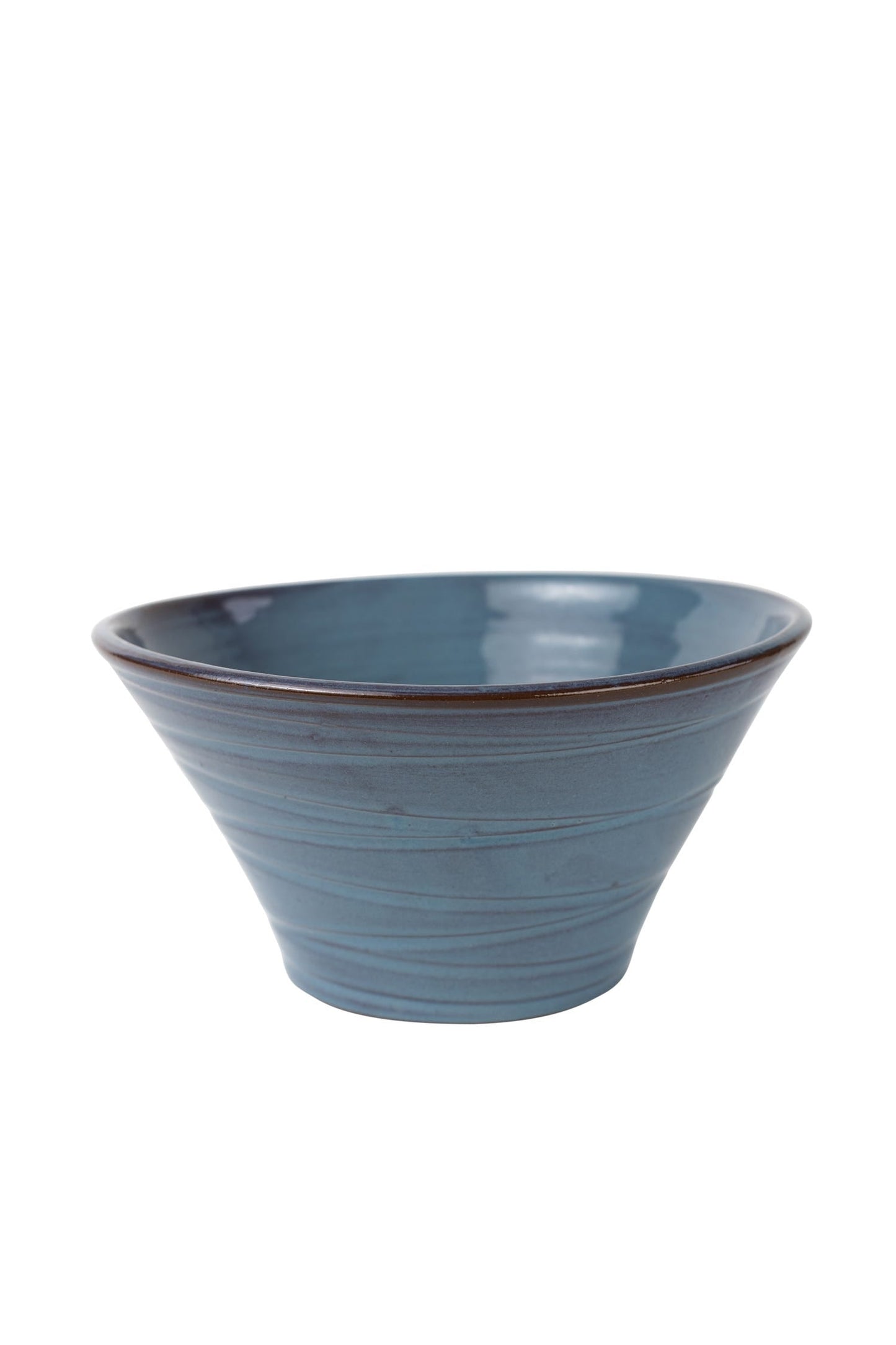 Bowl f/salad lakeside scored cer 10Dx5H blue/brn
