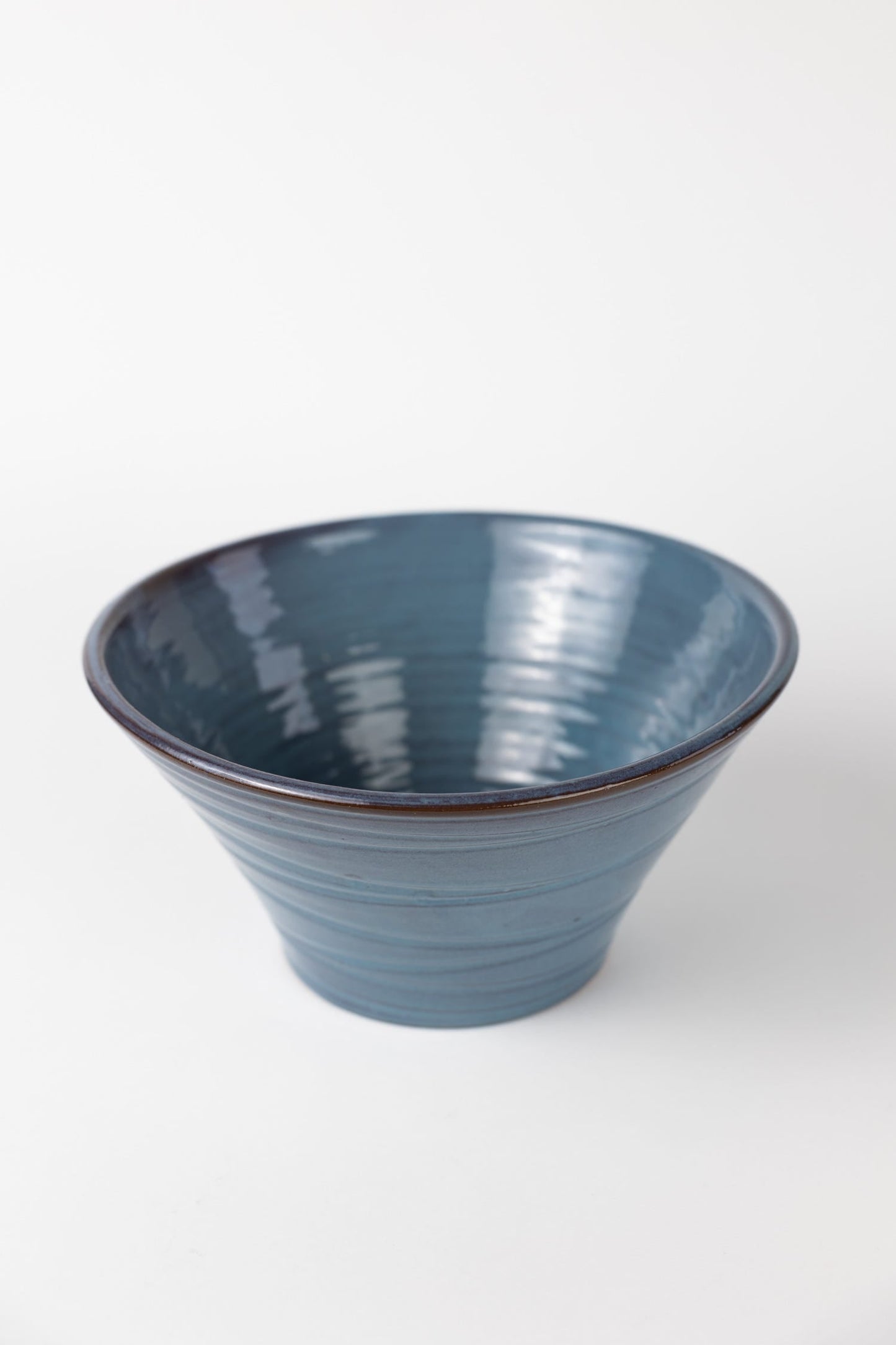 Bowl f/salad lakeside scored cer 10Dx5H blue/brn