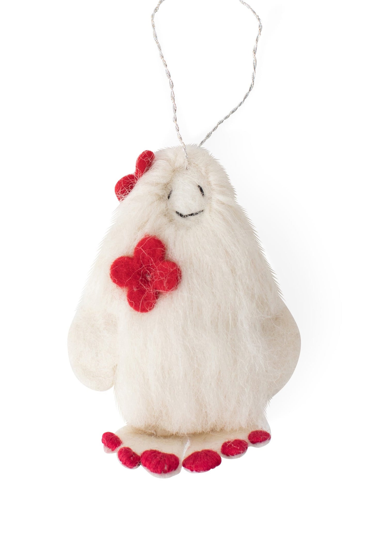 Ornament lady yeti M/5 felt/cotton 4H wht/red