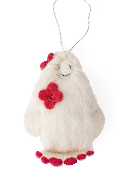 Ornament lady yeti M/5 felt/cotton 4H wht/red