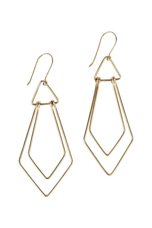 Earrings hinged geo metal 2.5L gold color