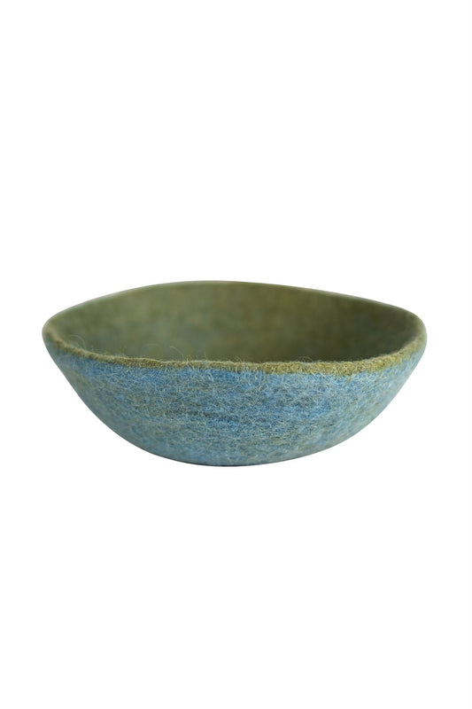 Bowl felted wool 6Dx2H green/blue