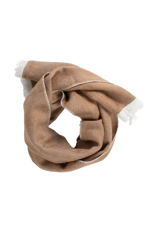 Scarf mini fringe brushed acrylic 76Lx18W brown