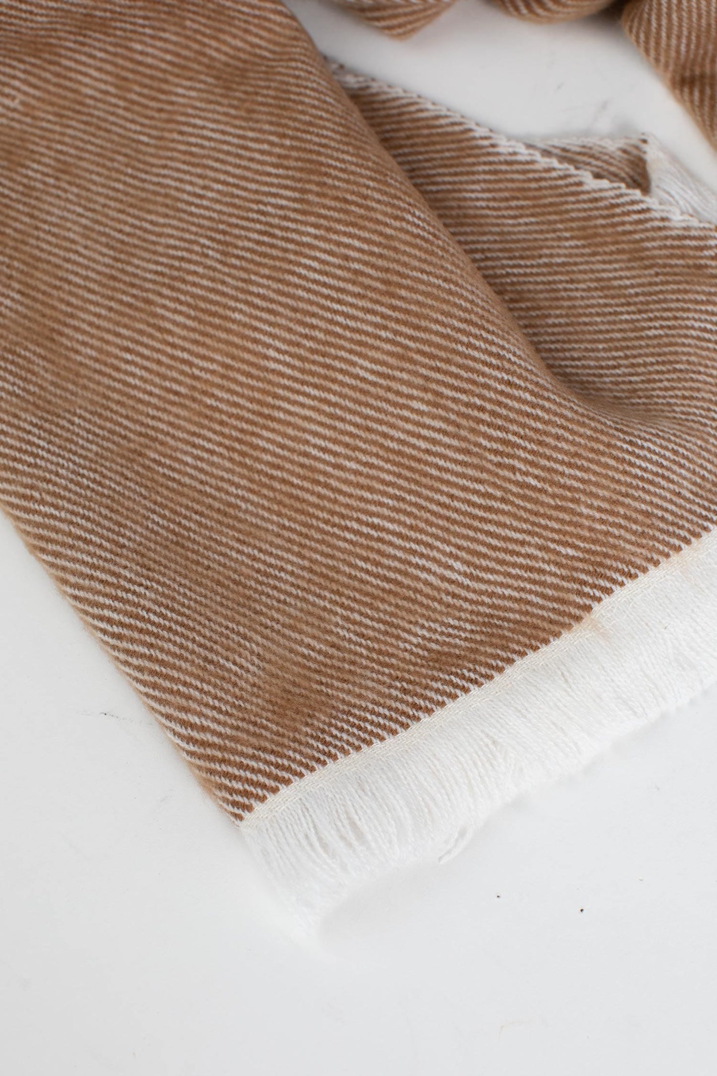 Scarf mini fringe brushed acrylic 76Lx18W brown