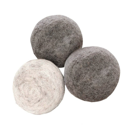 Dryer balls M/2 felted wool 3.5D asst grays/cream