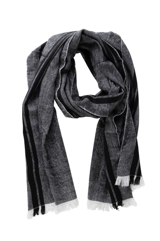 Scarf edge stripes fog acrylic 80Lx19 gray/black