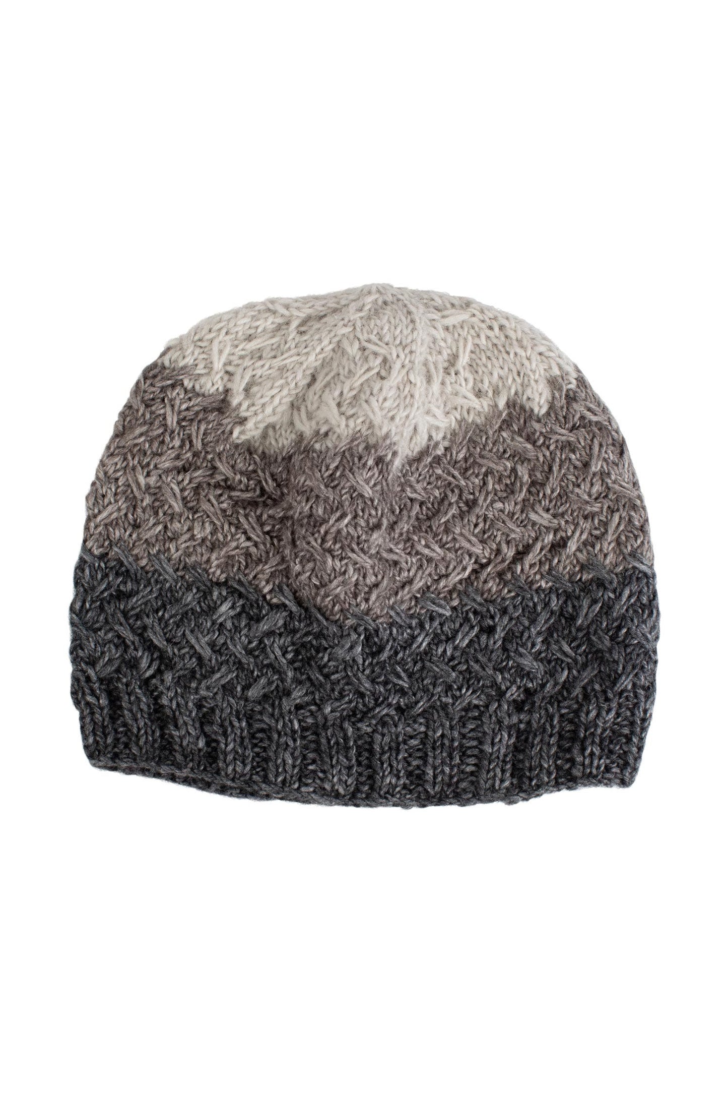 Hat horizontal stripes wool/banana fiber gray