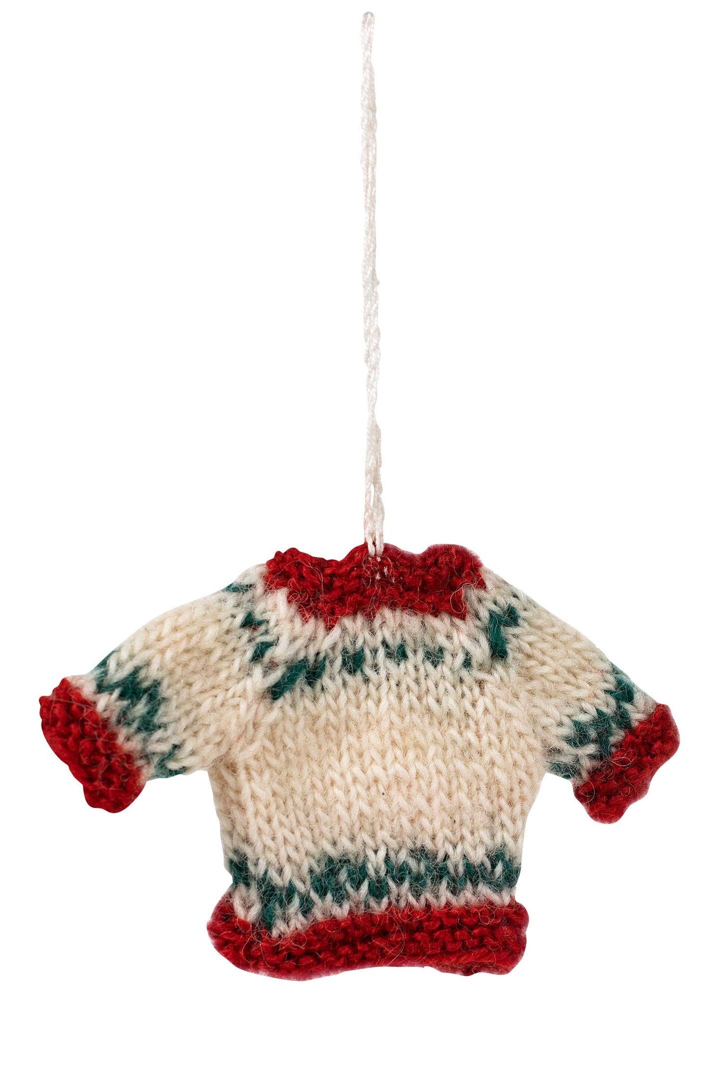Ornament sweater M/3 wool 3.5H cream/red/green