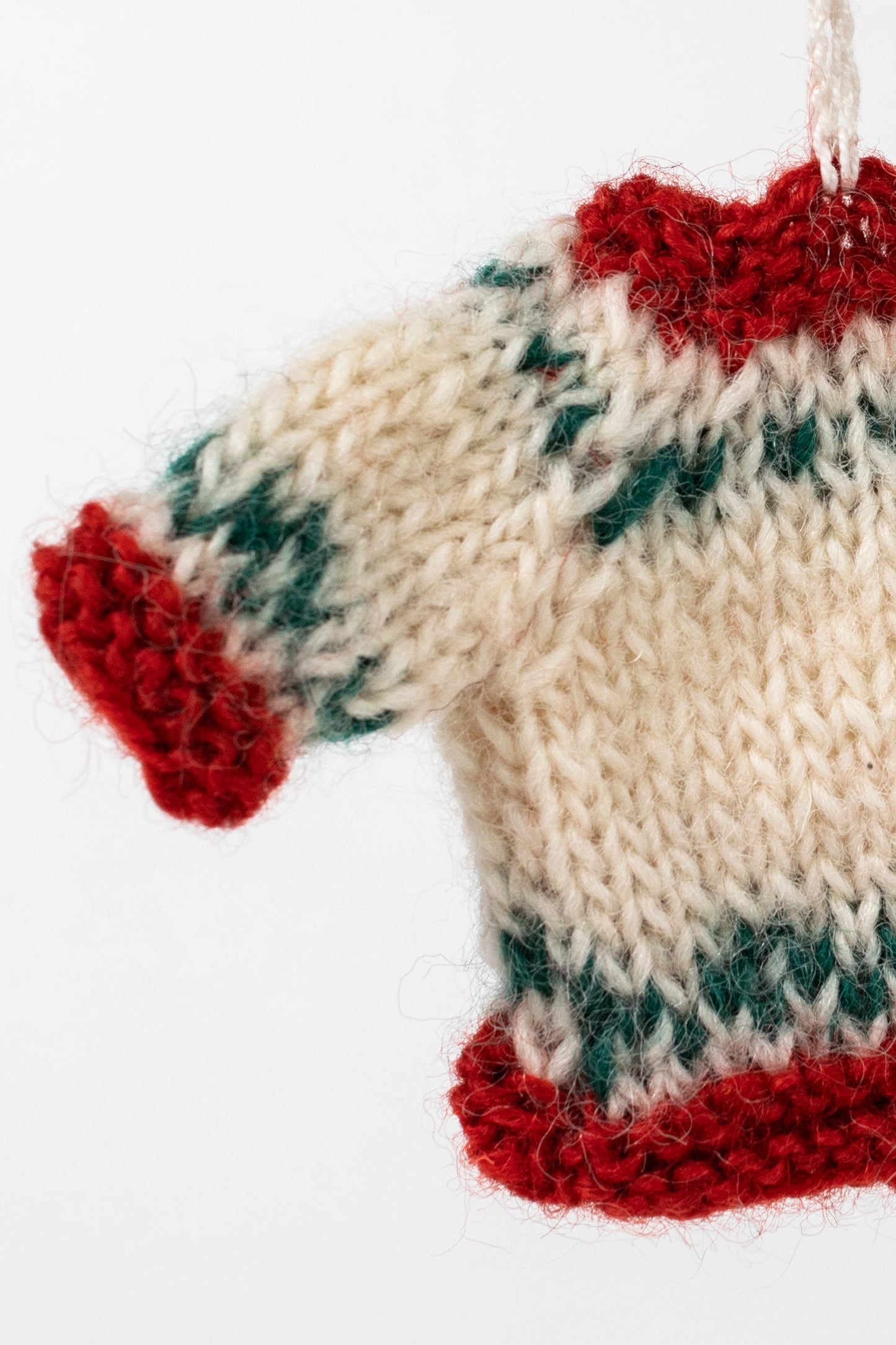 Ornament sweater M/3 wool 3.5H cream/red/green