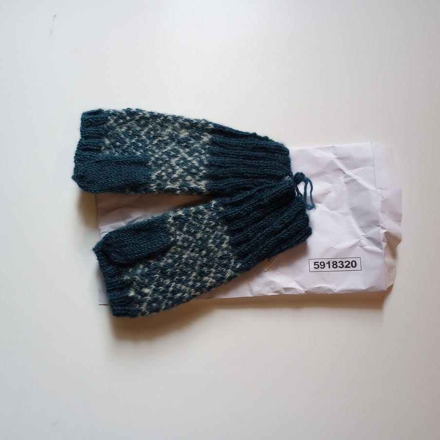 Mittens convertible diamond knit wl/nylon dk teal