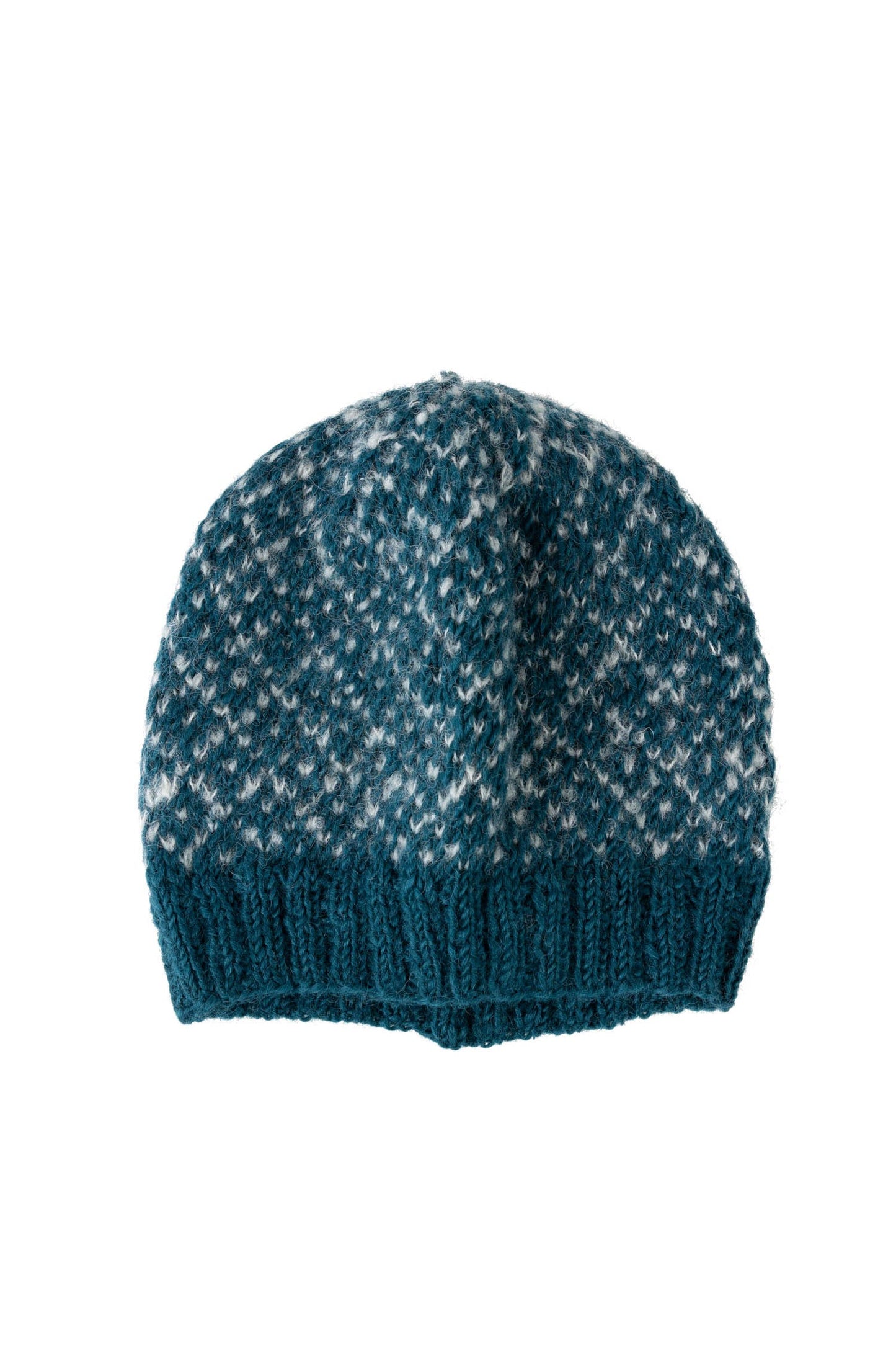 Hat diamond knit w/band wool/nylon dark teal/white
