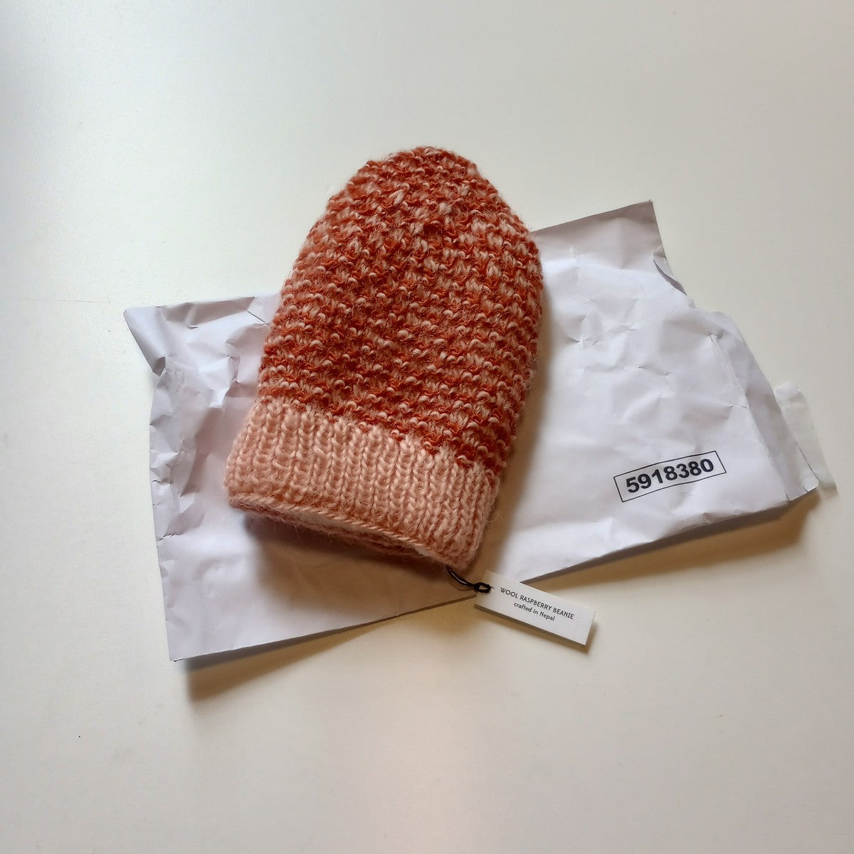 Hat check design lined wool/poly 9Dx9H pink/coral