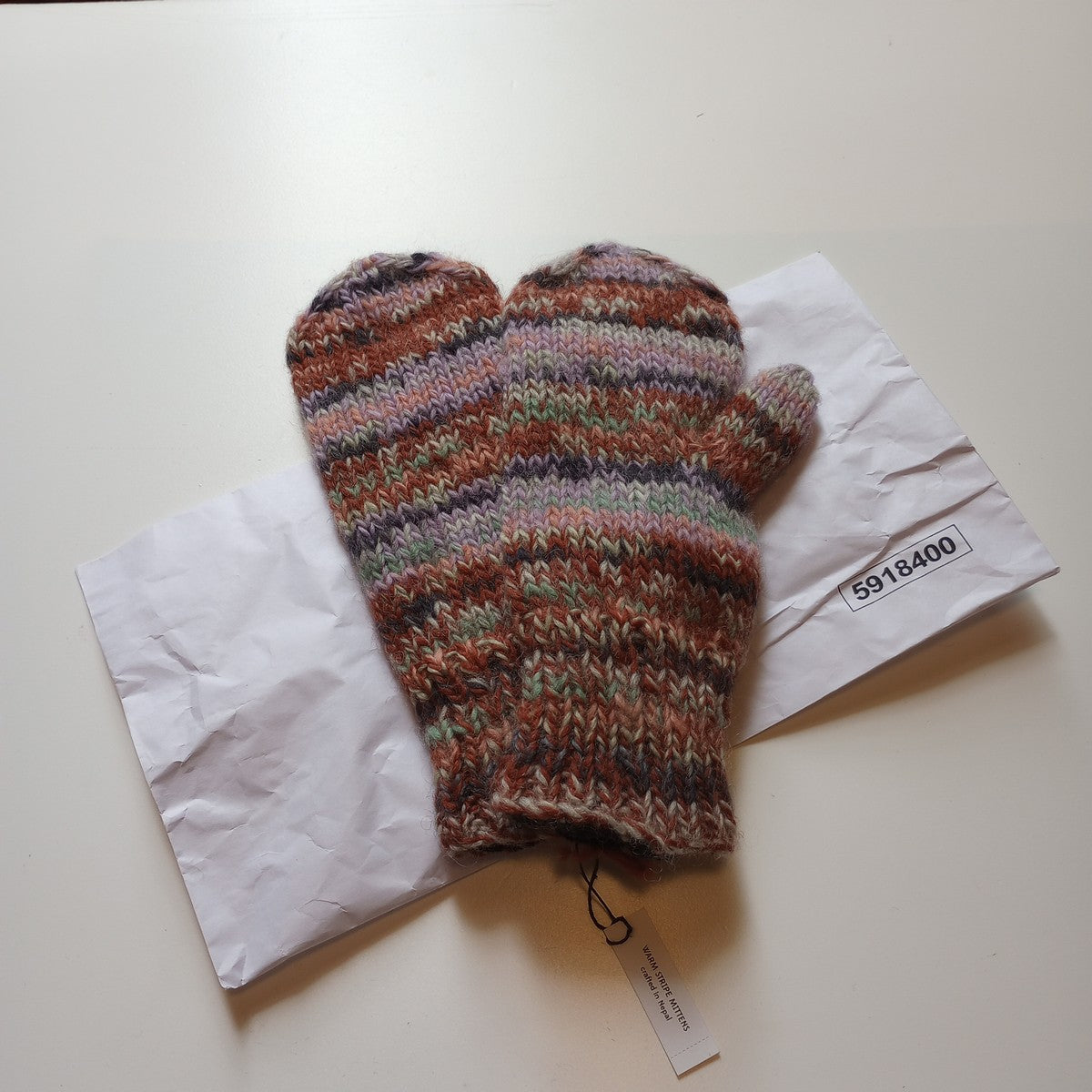 Mittens lined remnant wool/poly 9L red/asst