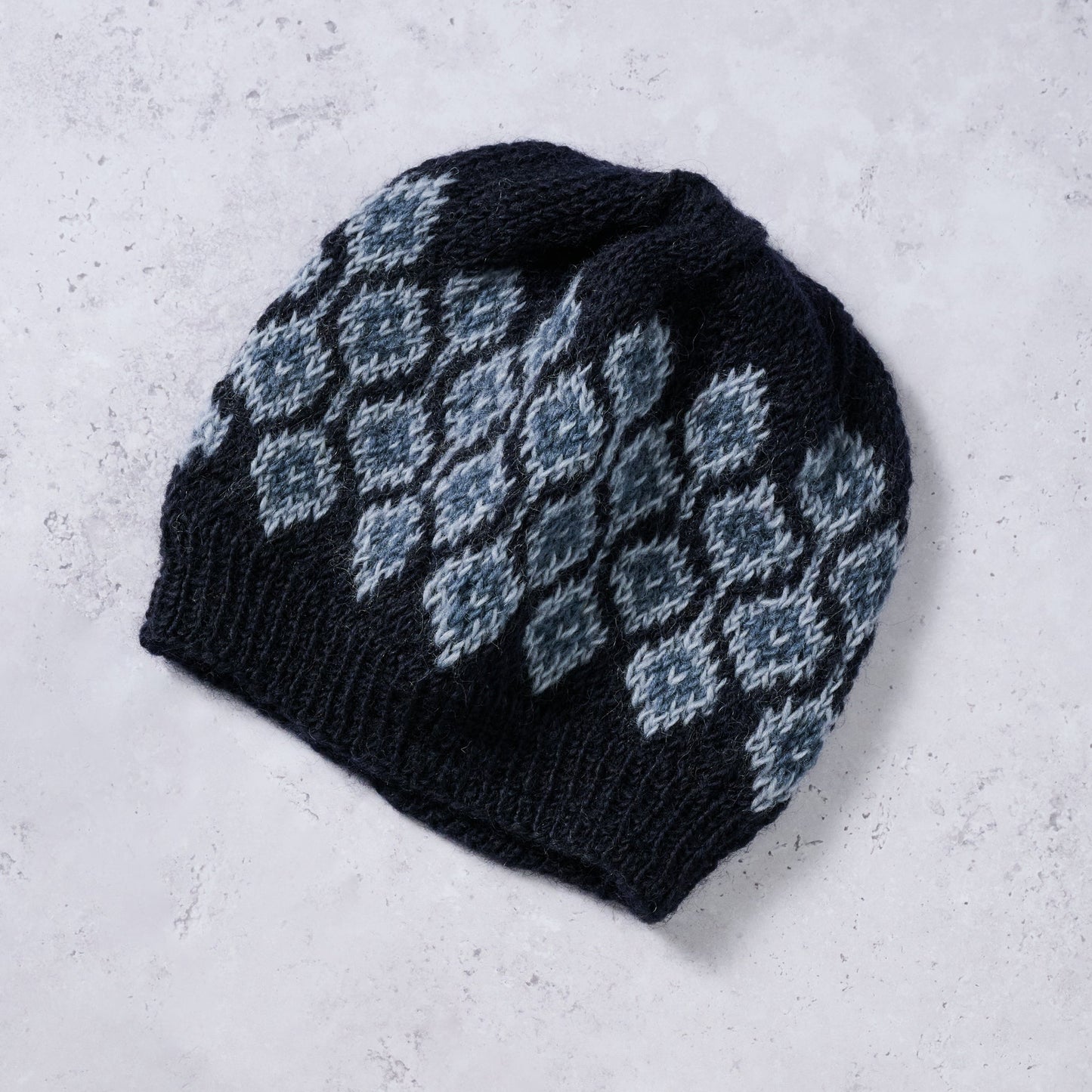 Hat joined diamonds wool 8.5L navy/lt blue