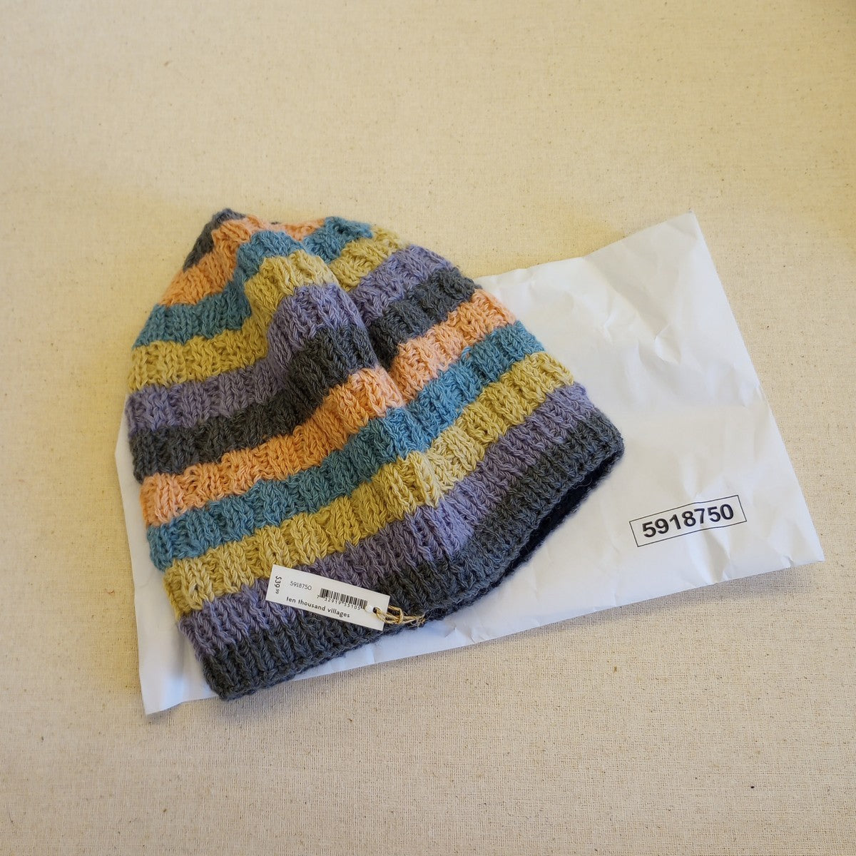 Hat stripes lined wool/polyester 9L med pastels