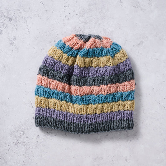 Hat stripes lined wool/polyester 9L med pastels