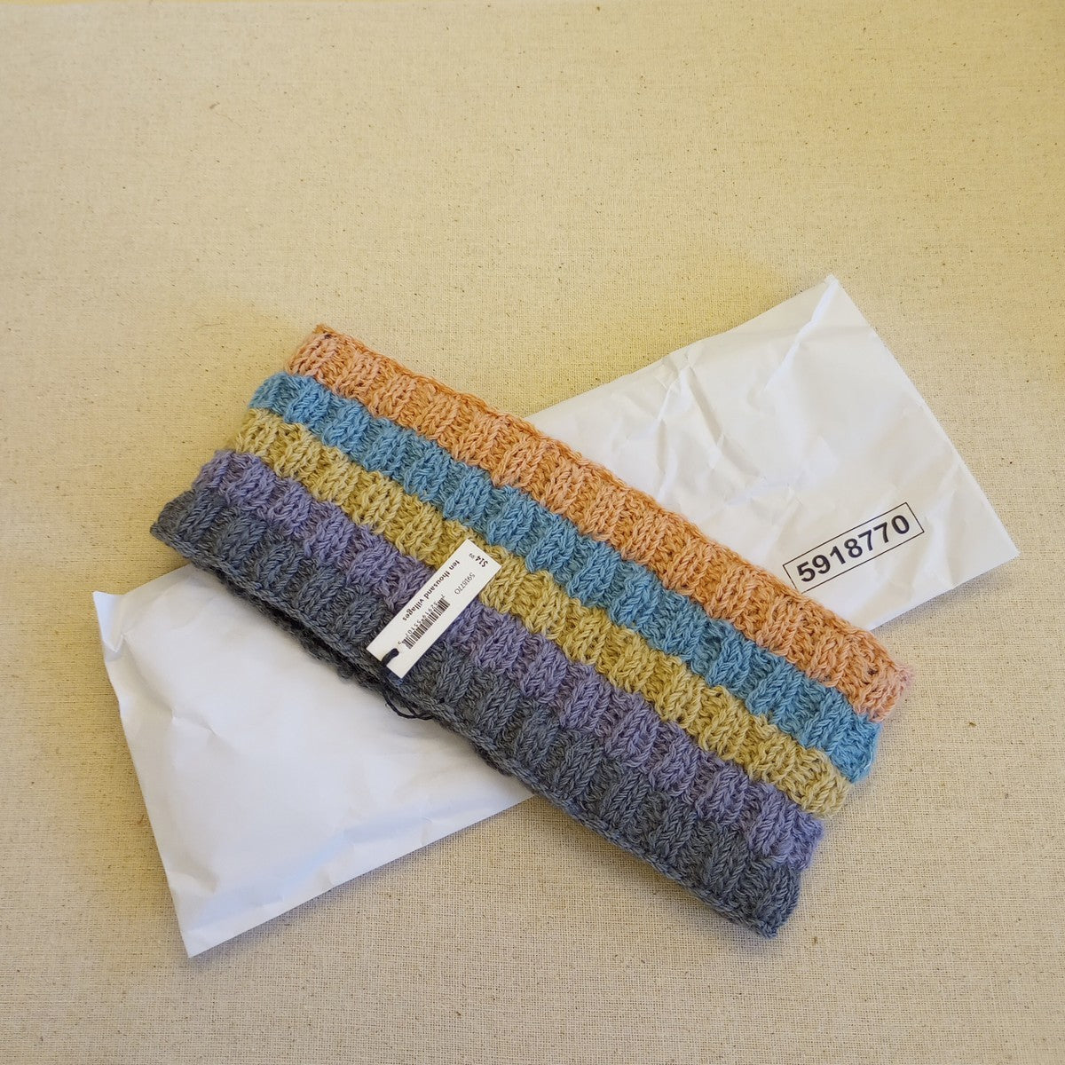Headband stripes lined wl/polyester 4W med pastels