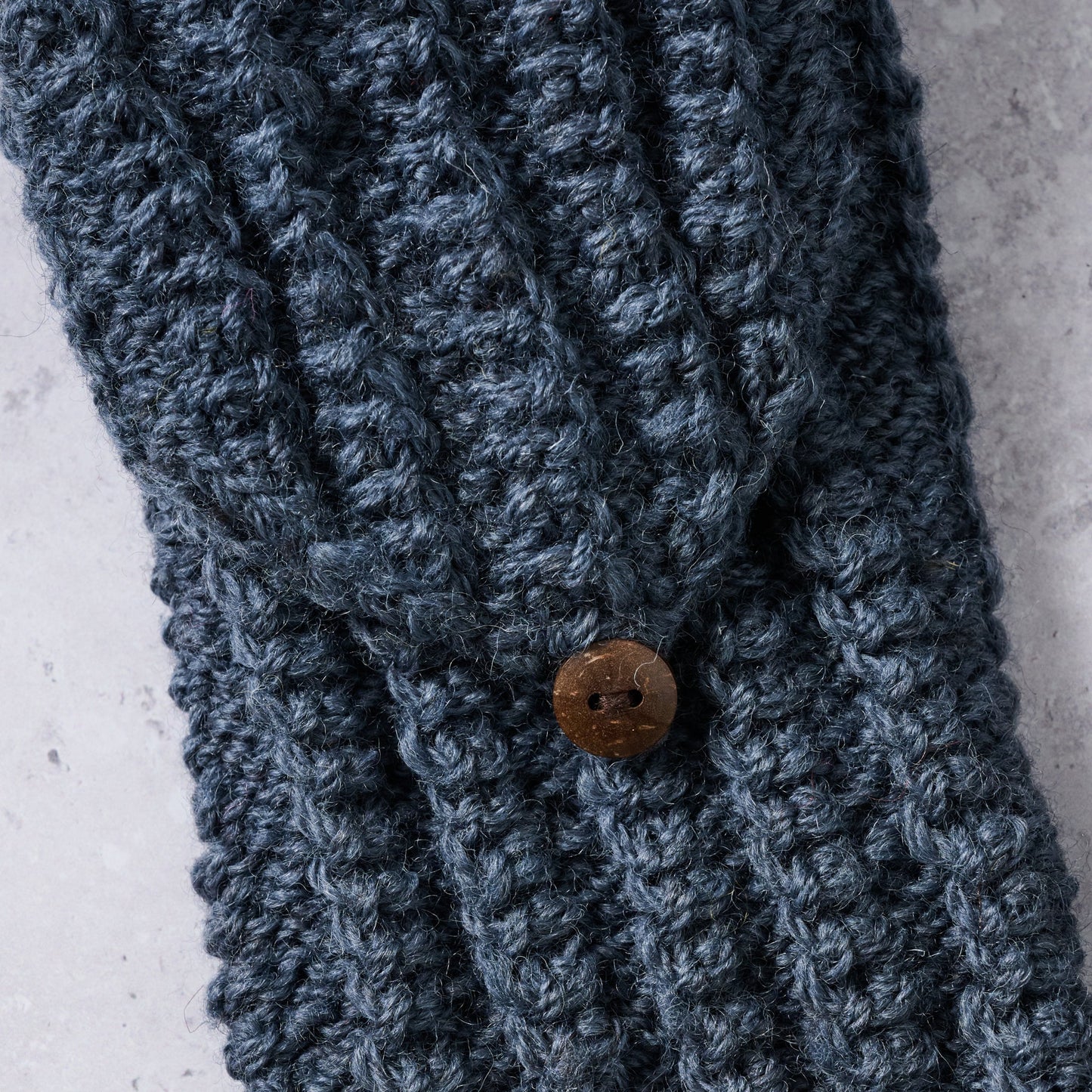 Mittens flip top ribbed wool 9.5L grayish blue