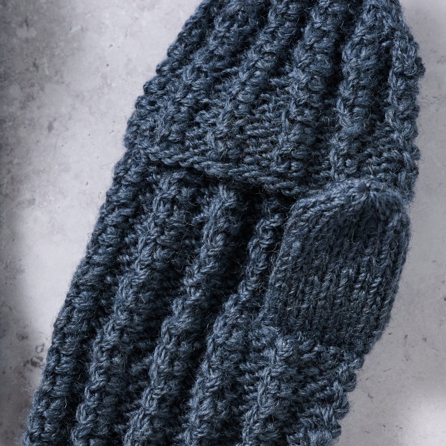 Mittens flip top ribbed wool 9.5L grayish blue