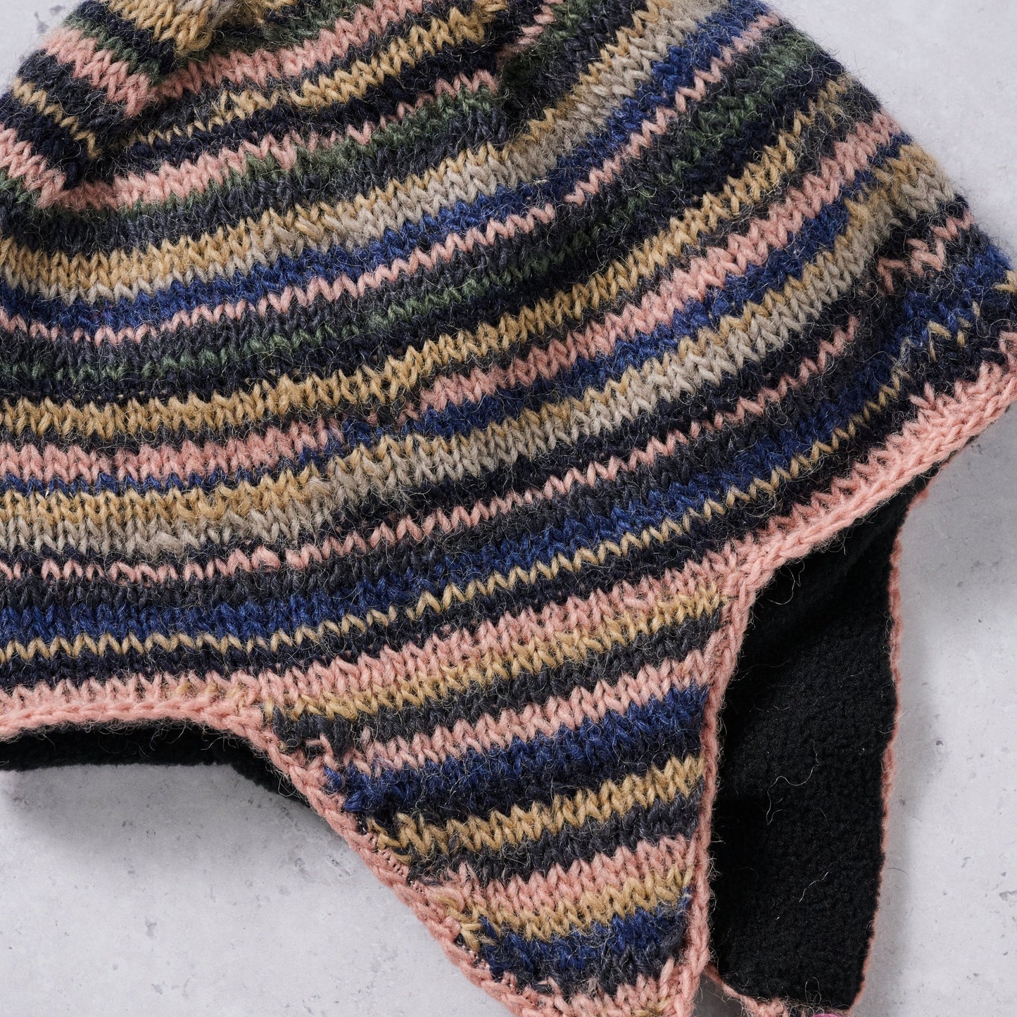Hat w/braids striped lined wool/polyester 10L asst