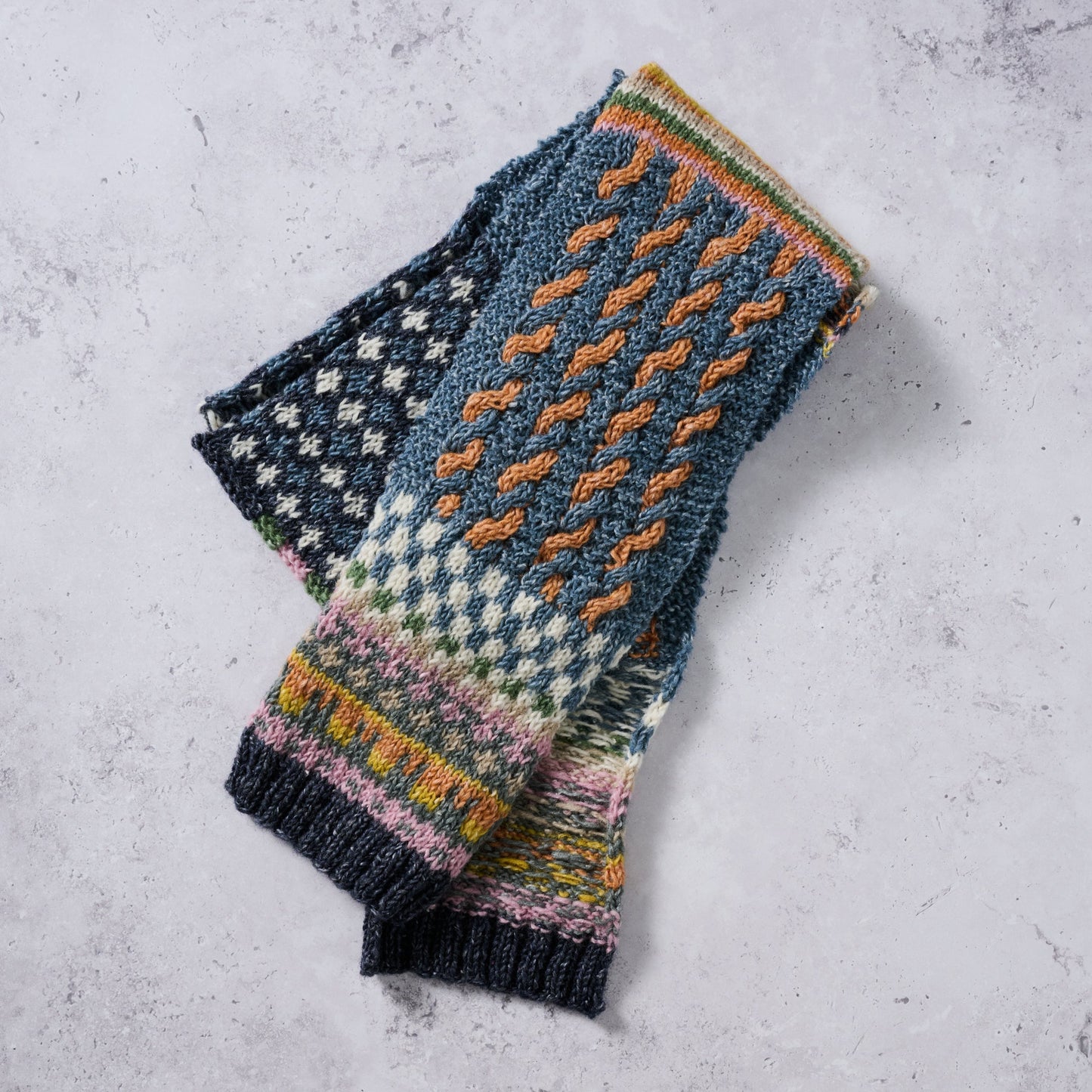 Scarf color blocks wool/banana fiber 84x6.5 multi