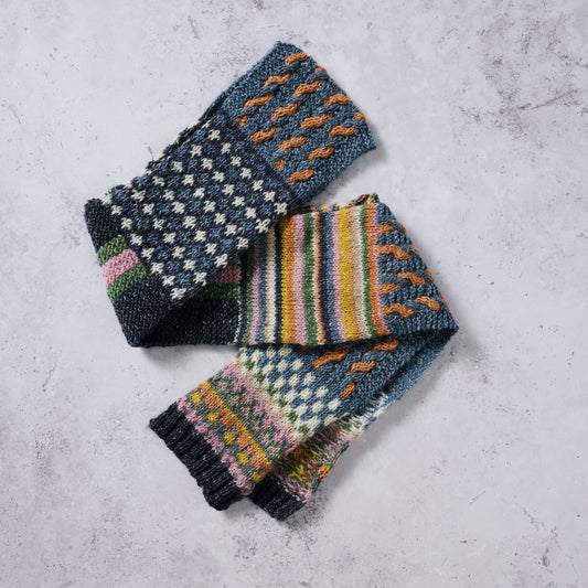 Scarf color blocks wool/banana fiber 84x6.5 multi