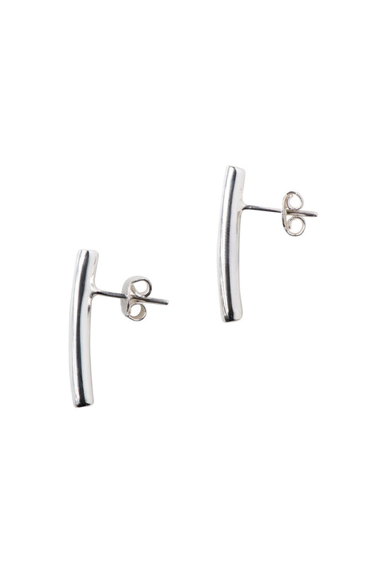 Earrings post curved tubes strlg 1L silver