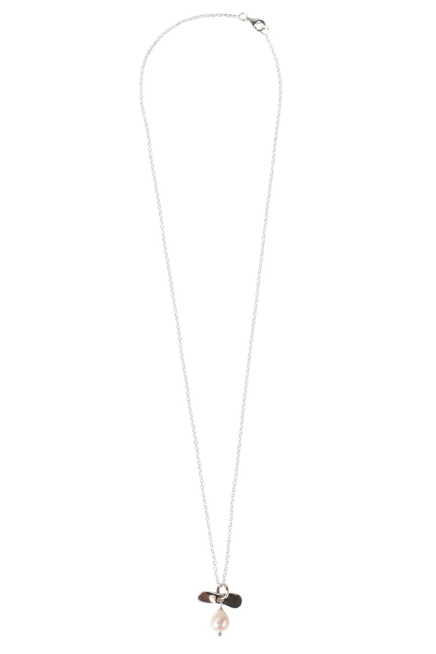 Necklace petal/pearl pend pearl/strlg 19L silver
