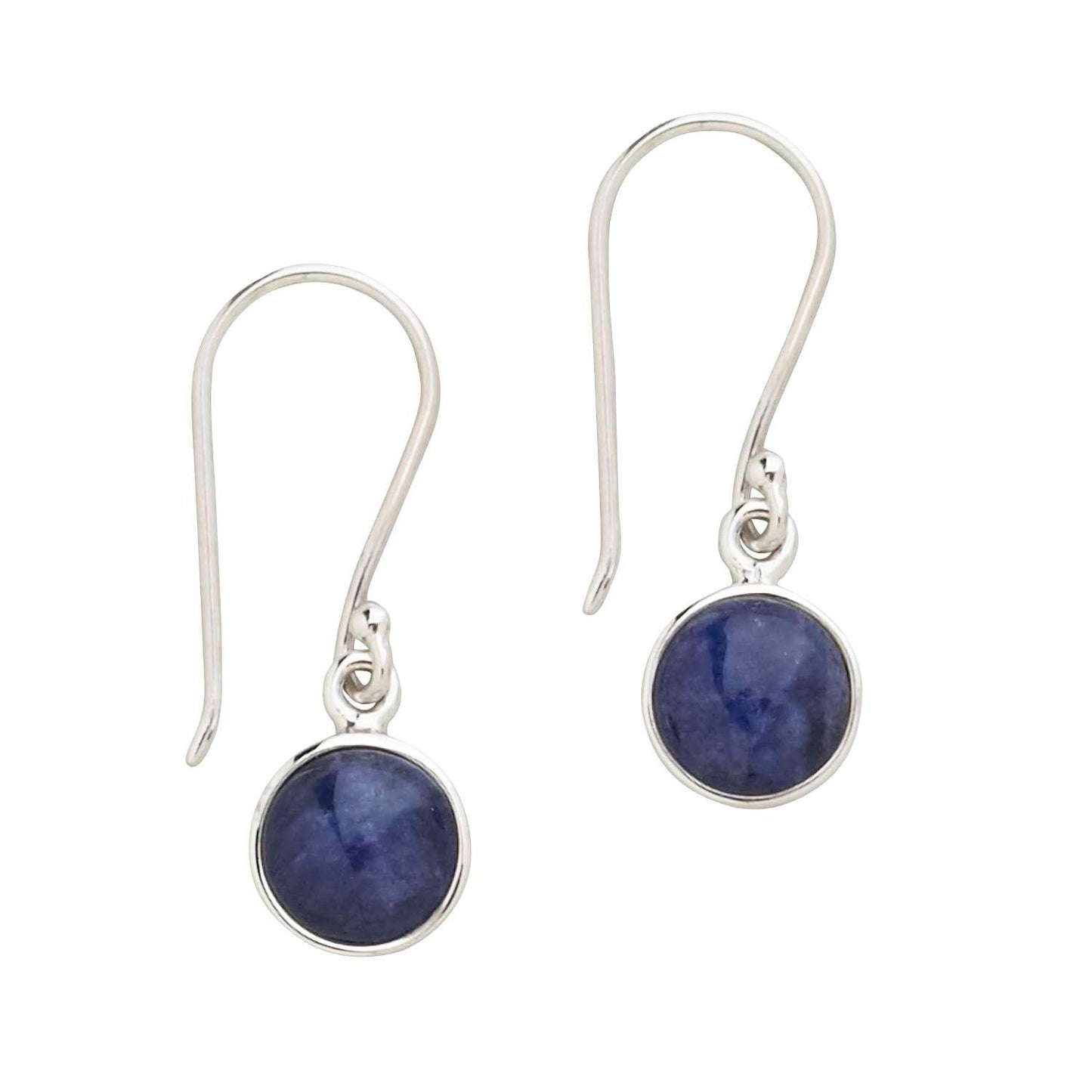 Earrings round bead strlg/sodalite 1.25L navy