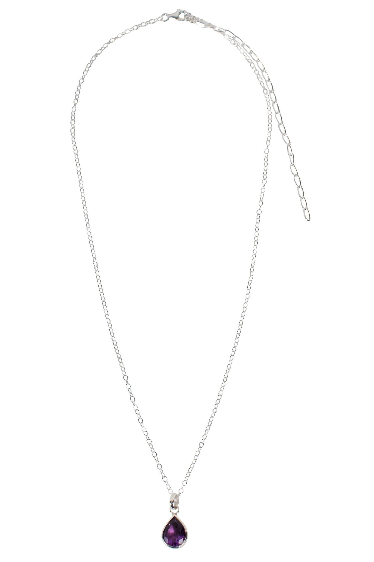 Necklace t-drop amethyst/sterling 18L silv/prpl