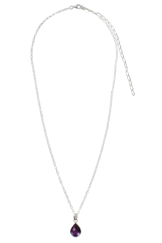 Necklace t-drop amethyst/sterling 18L silv/prpl