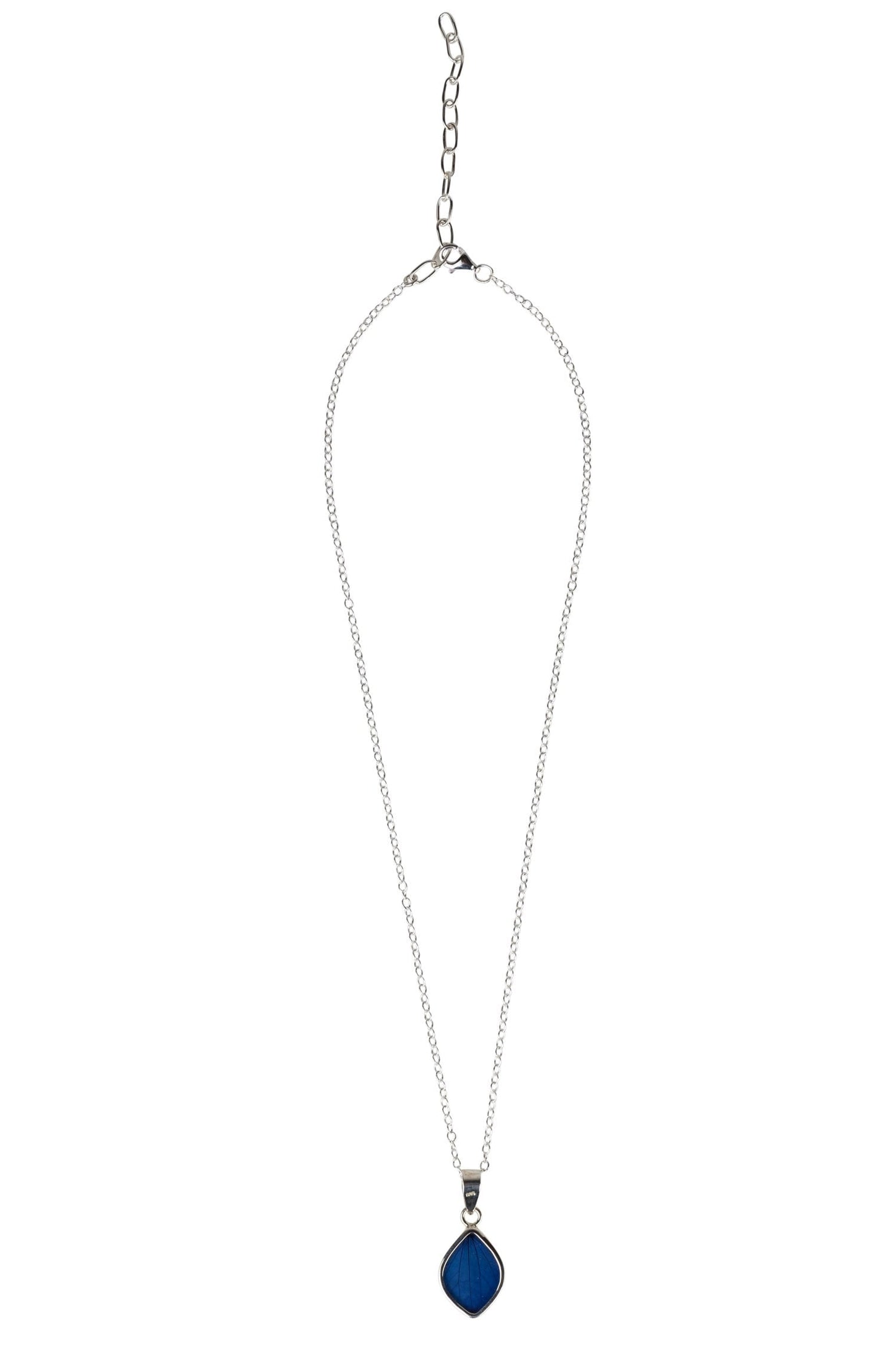 Necklace flower petal pend sterling 16L silv/blue