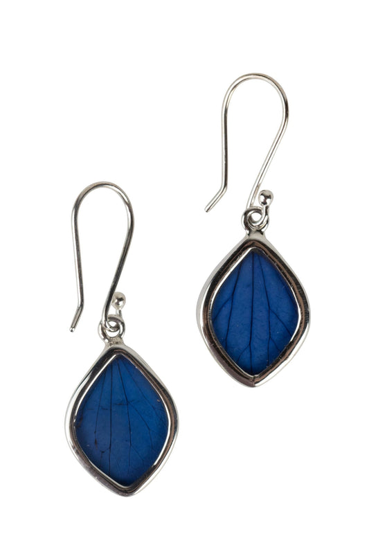 Earrings flower petal sterling 1.5L silv/blue